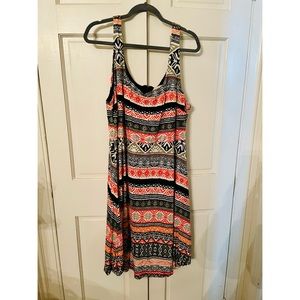 Loft 18 A-line tribal print midi dress